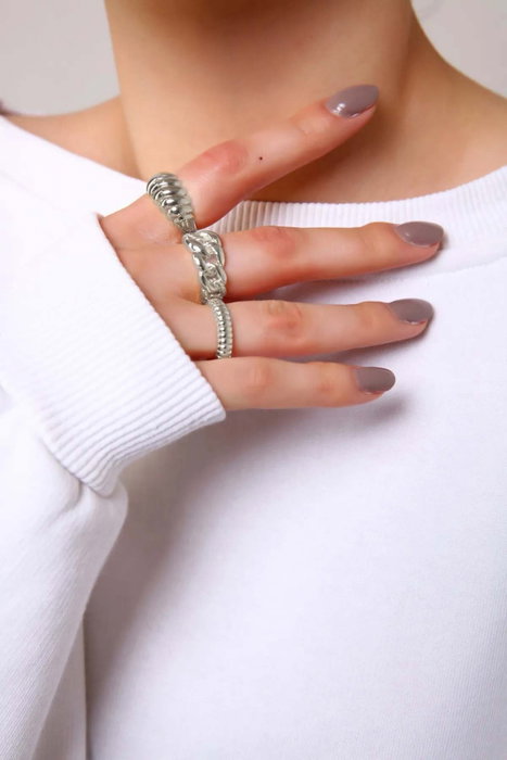 Heliophilia Silver Anillo de Zirconio en Bronce Plateado Ajustable